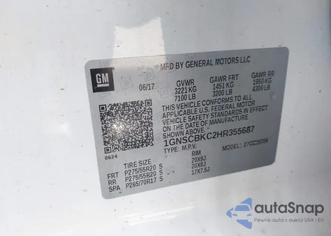 2017 Chevrolet Tahoe Lt из США, поврежденный, VIN 1GNSCBKC2HR355687